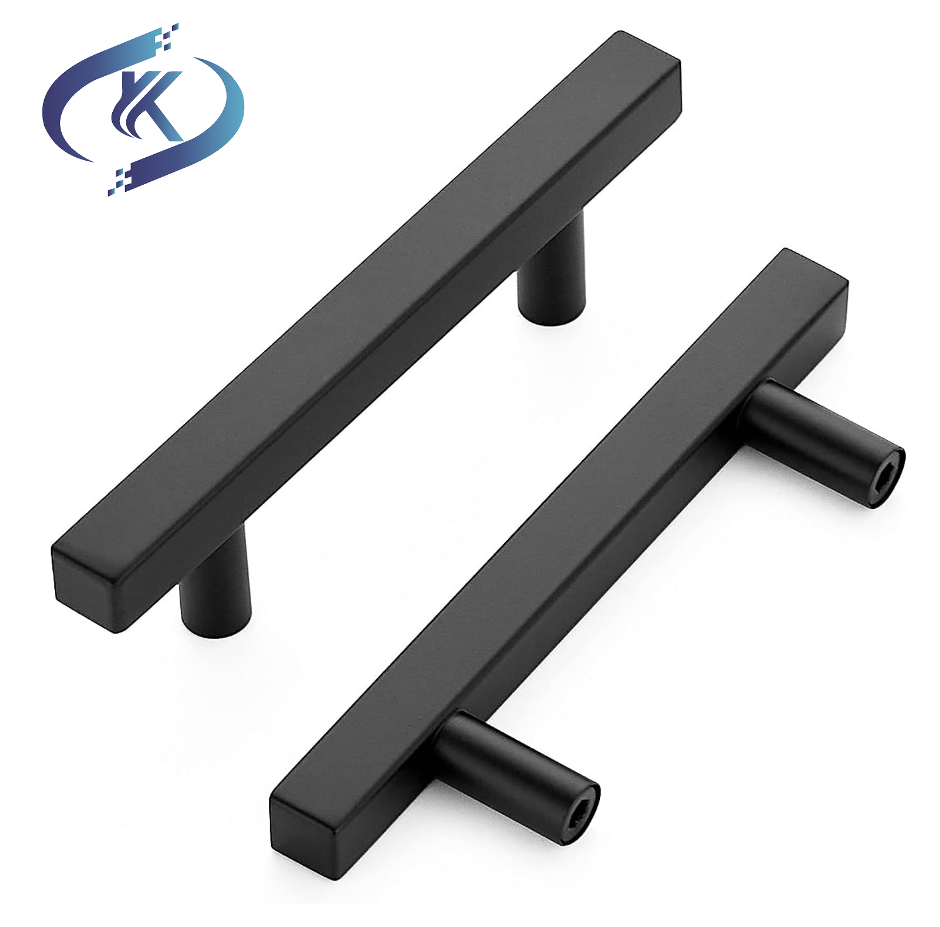 KeYa Furniture Hardware Drawer Pulls Matte Black Square T Bar Kitchen Cabinet Handles  for Kitchen