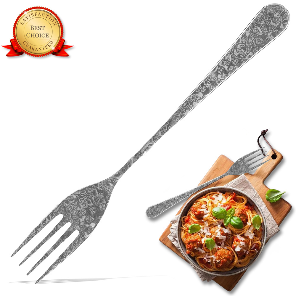 50% Off Custom Logo 67 layers VG10 handmade stainless steel damascus spoon forks table knife damascus kitchen cutlery