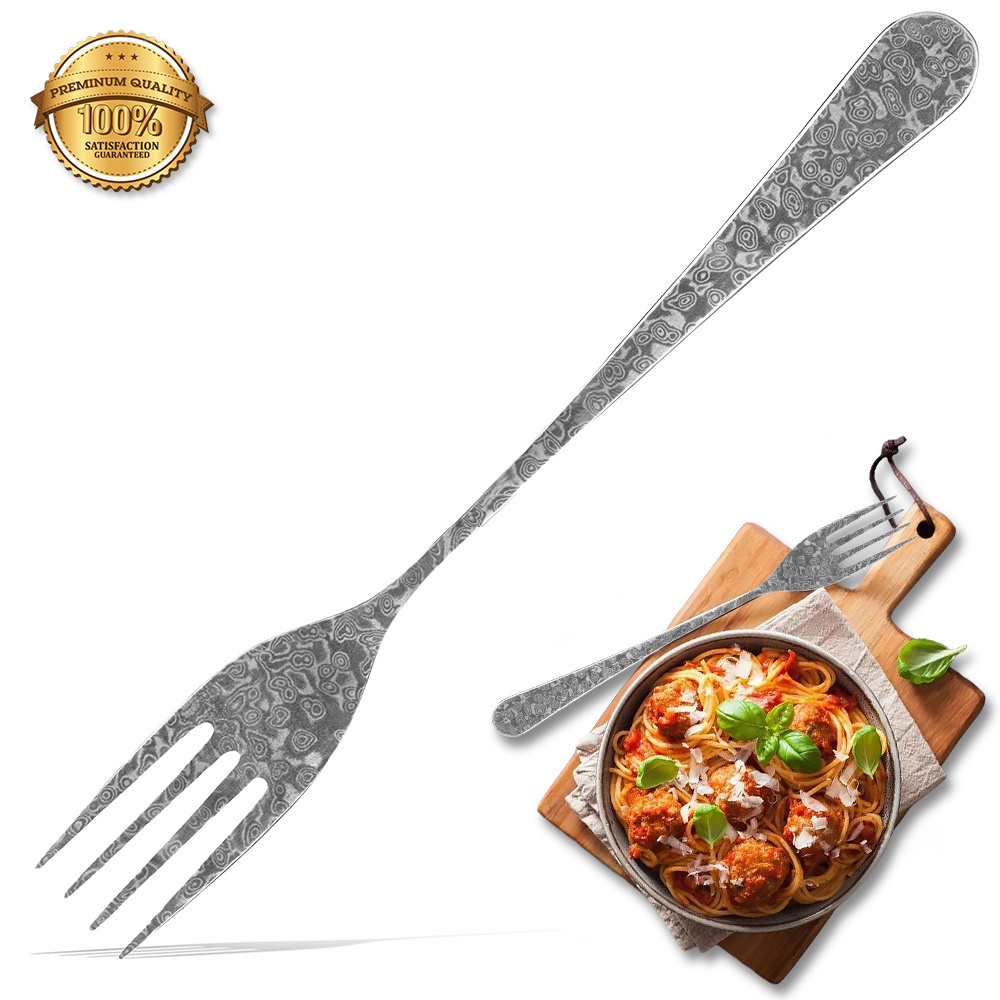 Big Discount Custom Logo 67 layers VG10 handmade stainless steel damascus spoon forks table knife damascus kitchen cutlery