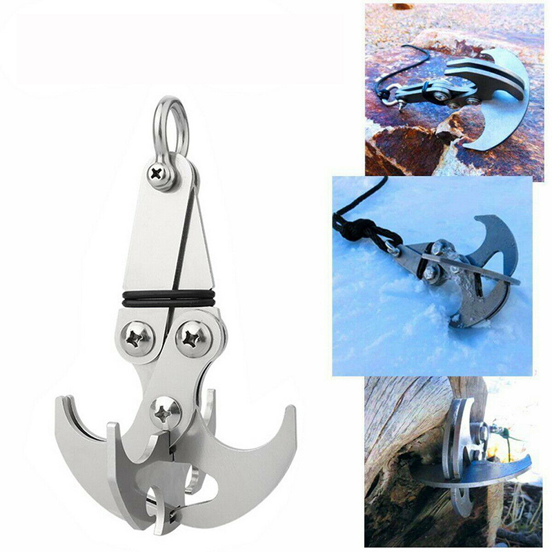 Fashion Stainless Steel Grappling Climbing Folding Hook Key Chain Outdoor Gravity Survival Carabiner