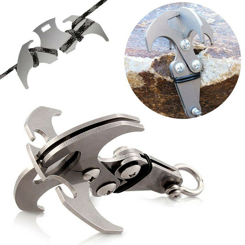 Fashion Stainless Steel Grappling Climbing Folding Hook Key Chain Outdoor Gravity Survival Carabiner