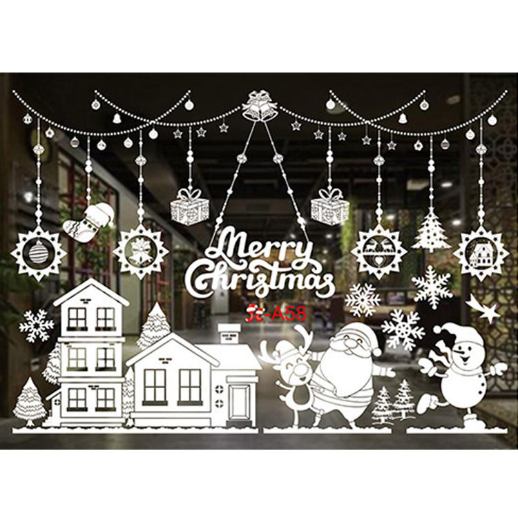 Christmas Snowflake Wall Stickers Kids Rooms Shop Glass Window Home Decor Merry Christmas New Year Santa Cartoon Wall Decal