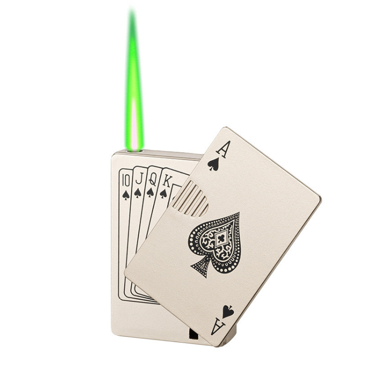 ICreative Ace cards Lighter Green Jet Flame Torch Windproof Metal Encendedores For Cigarette Poker Playing Cards Lighter