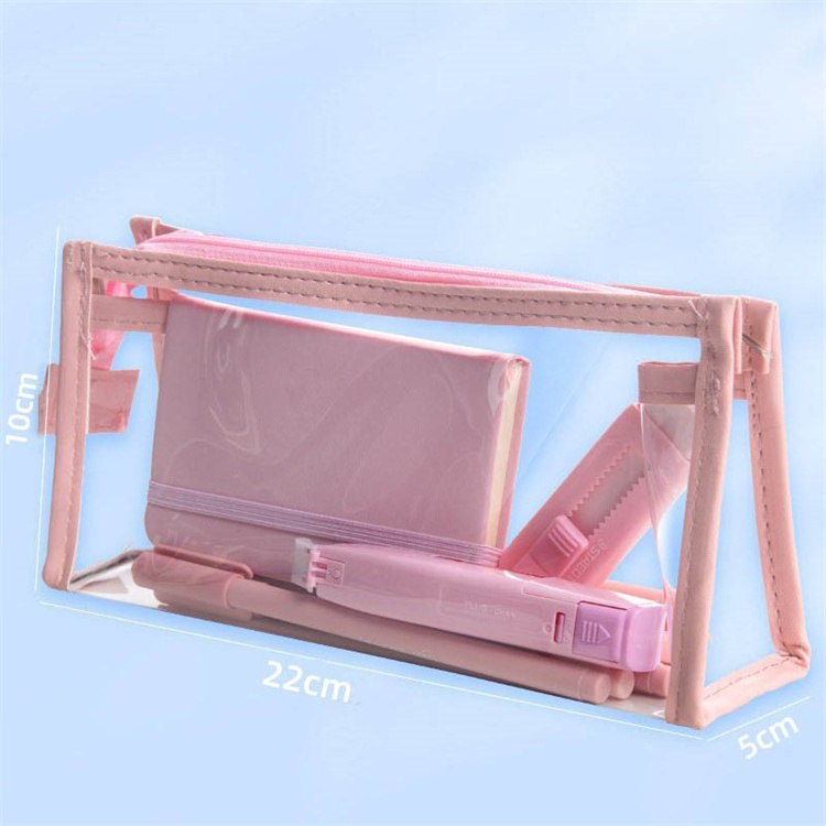 Wholesale Clear Pencil Bag Transparent Plastic Pencil Case With Zipper INS Student Stationery Storage Bag