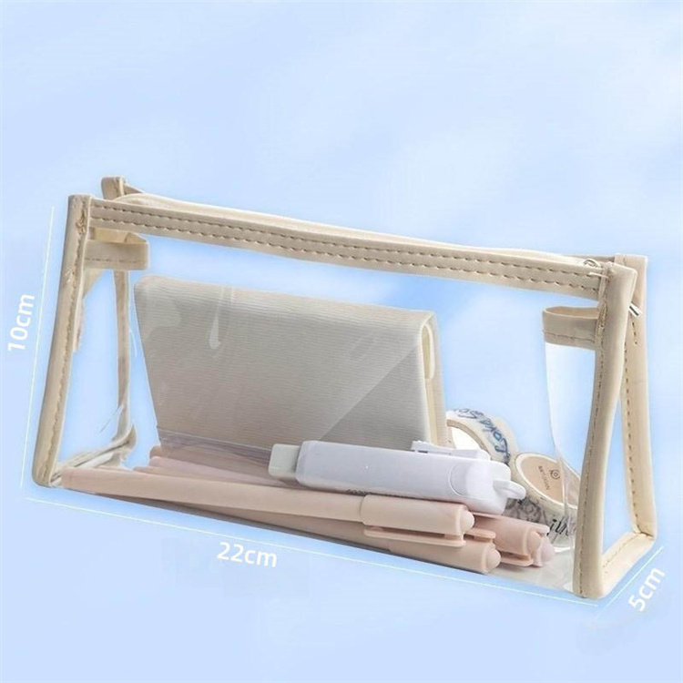 Wholesale Clear Pencil Bag Transparent Plastic Pencil Case With Zipper INS Student Stationery Storage Bag