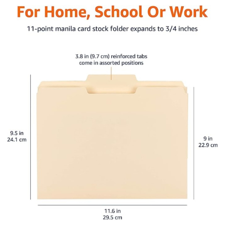 Assorted Positions File Folders Home School Office Paper Holder 1/3-Cut Tab Document Organizer