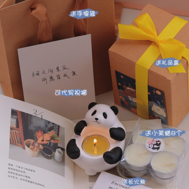 2023 Fall New Cartoon Cute Panda Aromatherapy Plaster Candle Holder Tea Candle Holder Ornament Candle