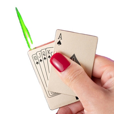 ICreative Ace cards Lighter Green Jet Flame Torch Windproof Metal Encendedores For Cigarette Poker Playing Cards Lighter