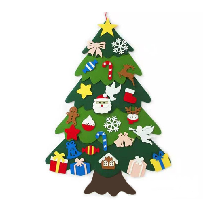 Wall Hanging DIY Felt Christmas Tree Set Xmas Decorations with Ornaments Children Kids Pendant Gifts