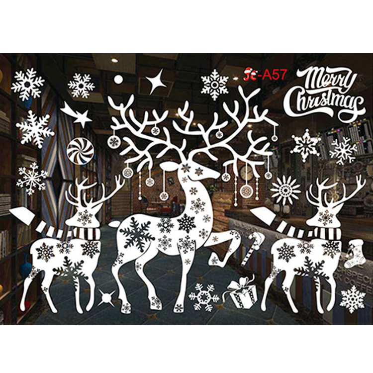 Christmas Snowflake Wall Stickers Kids Rooms Shop Glass Window Home Decor Merry Christmas New Year Santa Cartoon Wall Decal