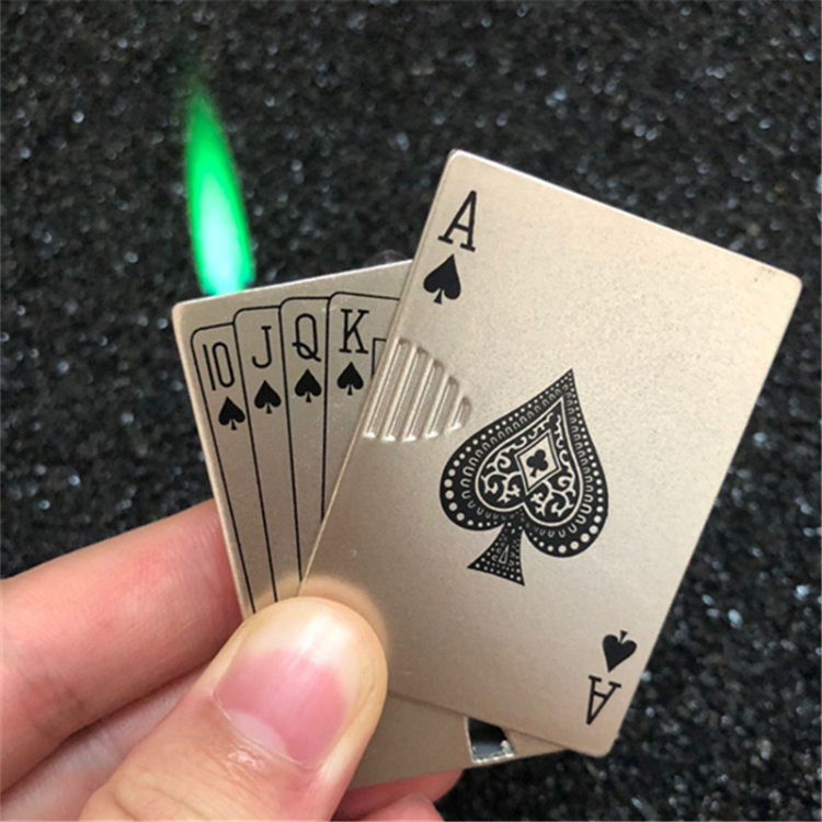 Hot sale poker Creative Lighter Jet Torch Play Lighter Poker uv Light Lighter Green Red Flame Lighter For Cigarette