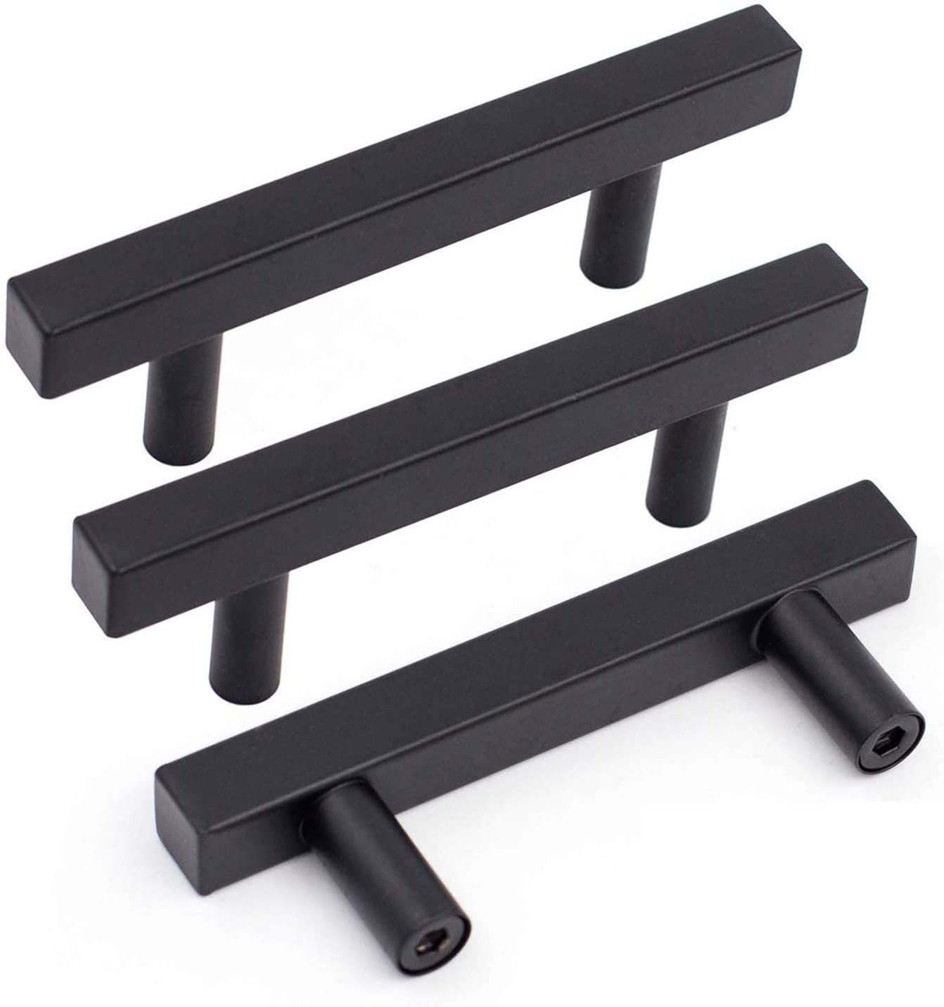 Cabinet Handles Matte Black Cabinet Pulls Stainless Steel Drawer Pulls Square Handles for Cabinets Dressers Cupboard