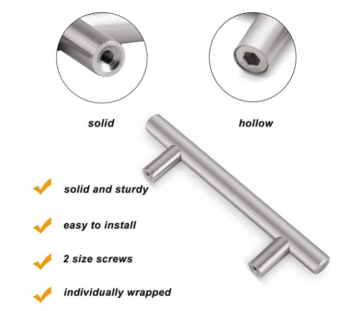 Nickel Cabinets Door Handle Pulls Hole Centers Straight Bar 5 Inch Overall Length & 3 Inch Modern Kitchen Cabinet Knobs 32mm