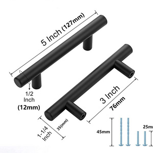 3" Hole Centers Cabinet Handles Matte Black Cabinet Pulls Stainless Steel Black Drawer Handles