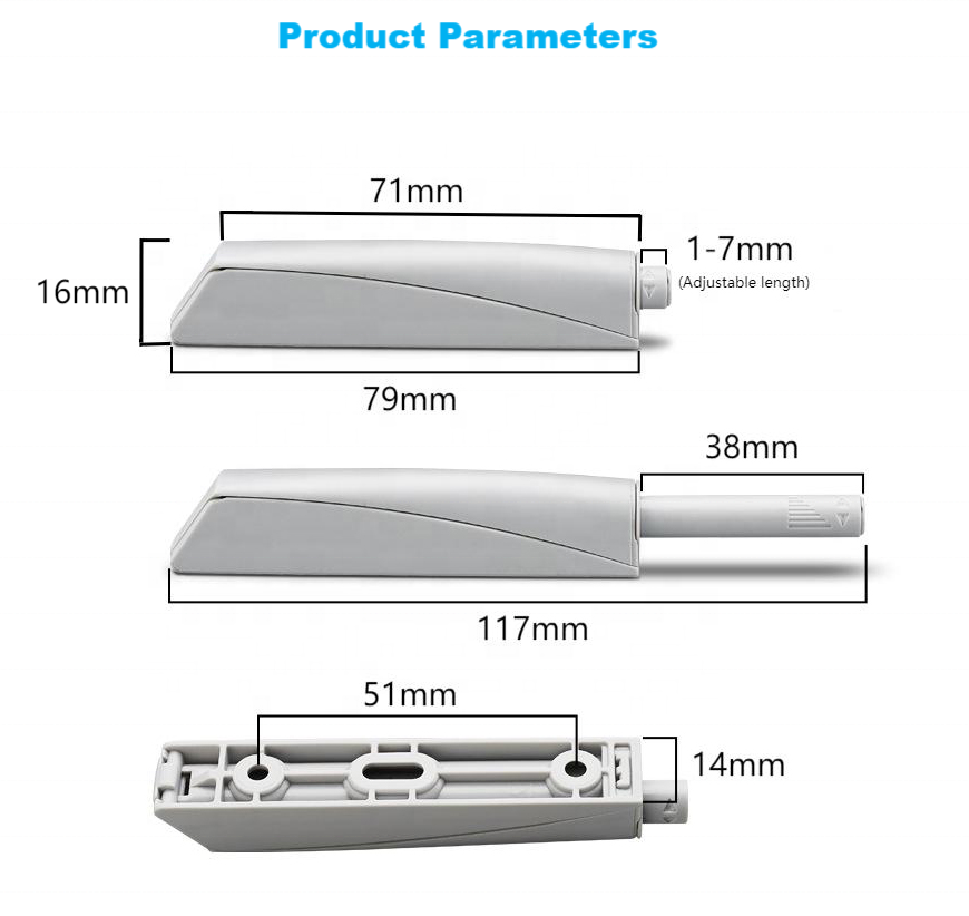 Furniture Plastic Buffer Touch Rebounder Cabinet Door Opener System Push To Open Catch Magnet Door Latch