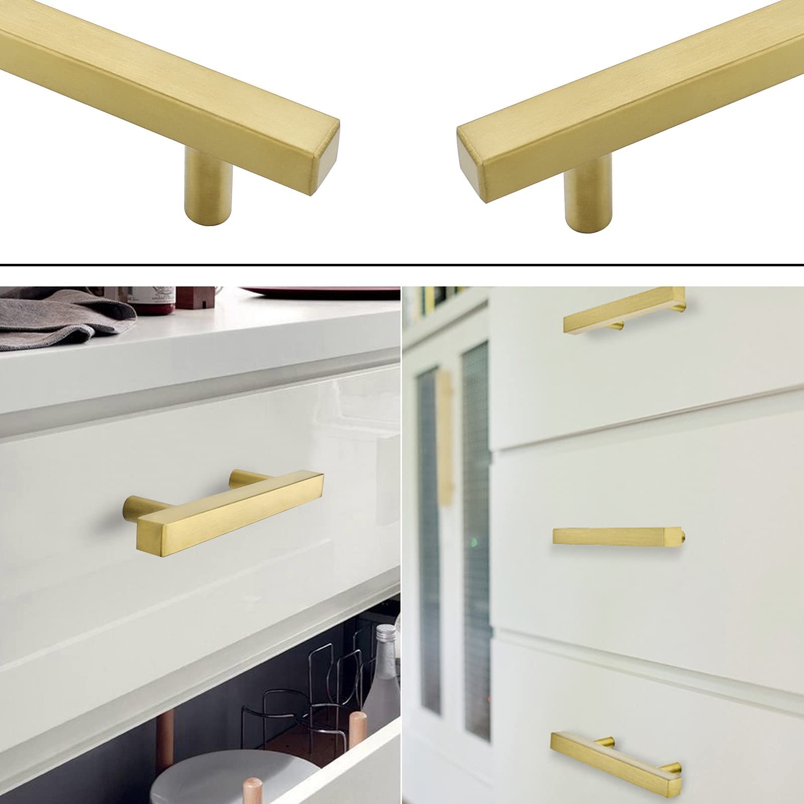 Modern Cabinet Pulls 6 inch Overall Length Gold Drawer Pulls