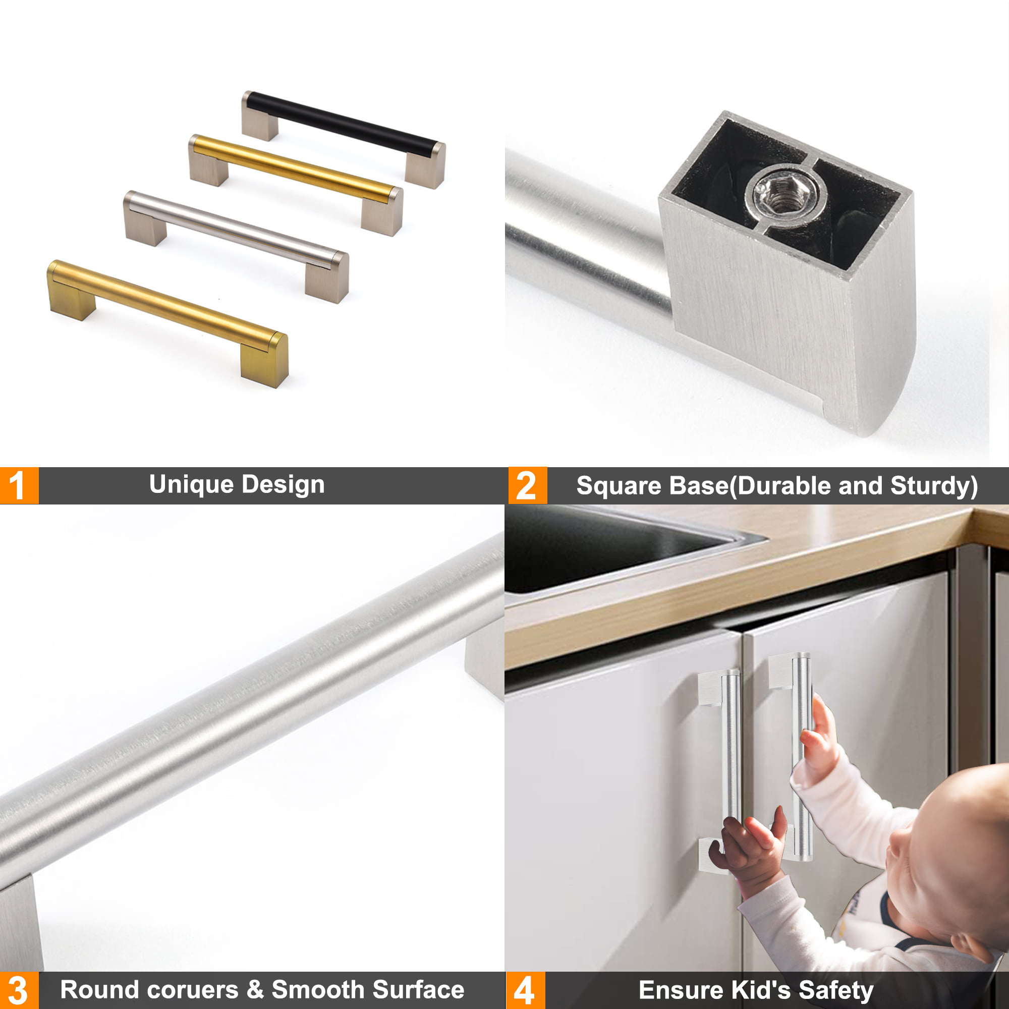 Modern European Stainless Steel Cabinet Drawer Handles Brushed Nickel Hollow Drawer Bar Pulls Kitchen Bedroom Alloy Door