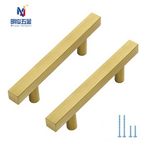 Brushed Brass Square Cabinet Pulls Gold Hardware Handles for Kitchen Cabinets