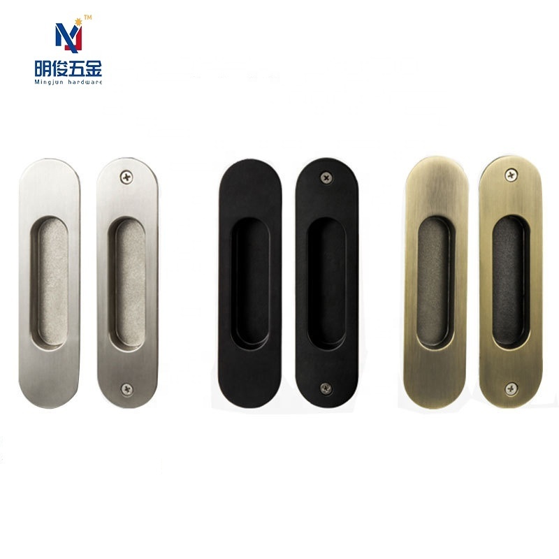 Zinc Alloy Matte Black Inset Finger Flush Pulls Hardware Recessed Sliding Closet Pocket Barn Door Handle