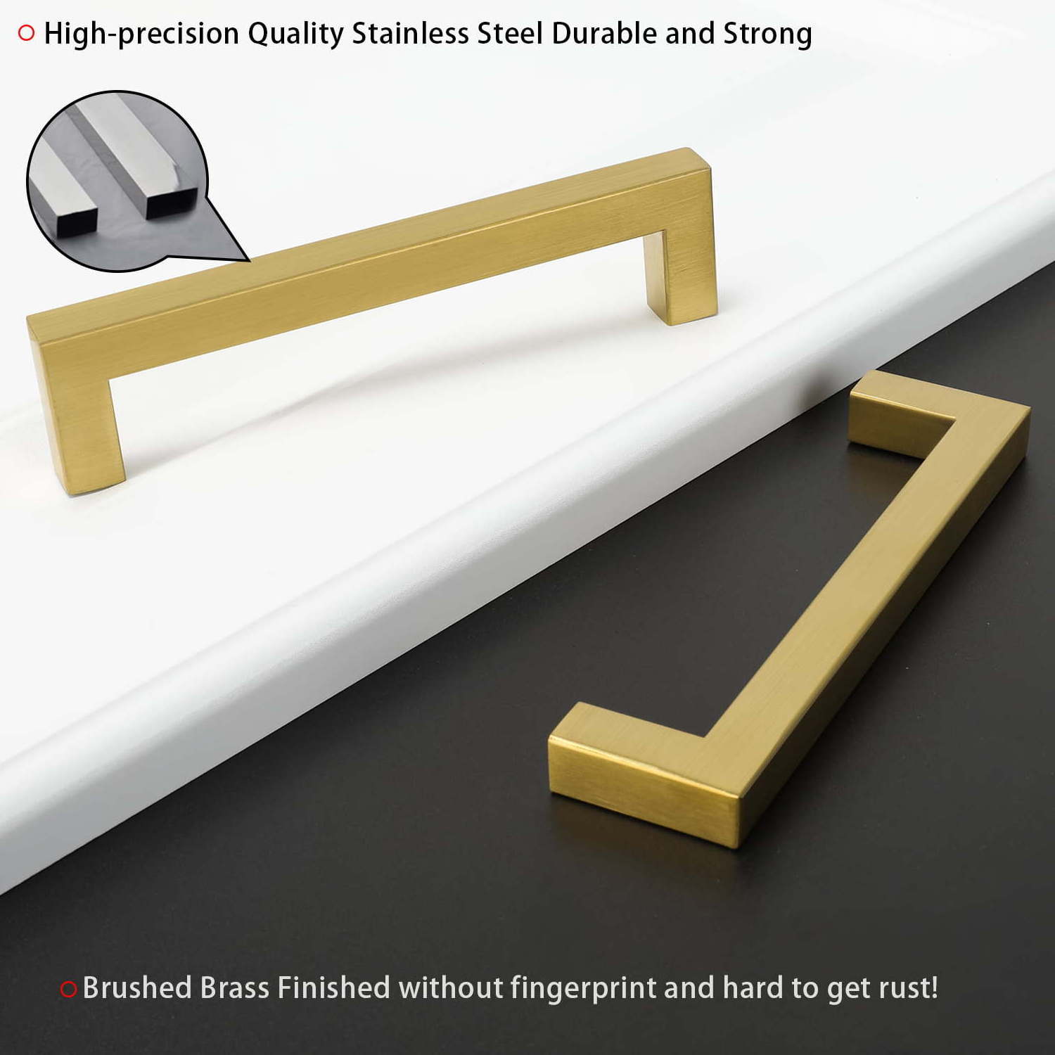 Square Brushed Gold Cabinet Handles Stainless Steel Kitchen Door Handle For Furniture