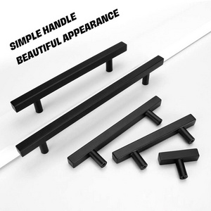 Matte Black Square Handles for Cabinets Dressers Cupboard 76mm Hole Centers Kitchen Cabinet Hardware