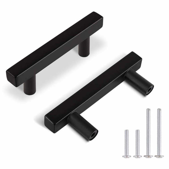 Cabinet Handles Matte Black Cabinet Pulls Stainless Steel Drawer Pulls Square Handles for Cabinets Dressers Cupboard