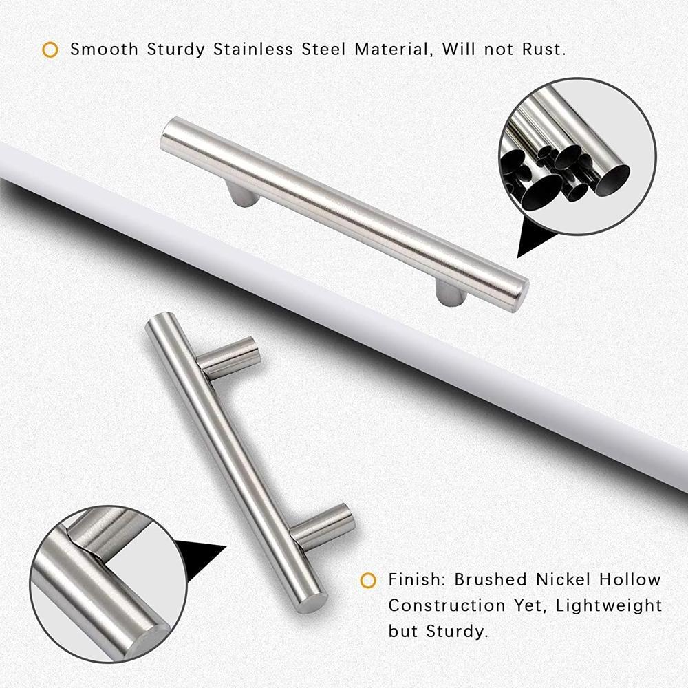 Nickel Cabinets Door Handle Pulls Hole Centers Straight Bar 5 Inch Overall Length & 3 Inch Modern Kitchen Cabinet Knobs 32mm