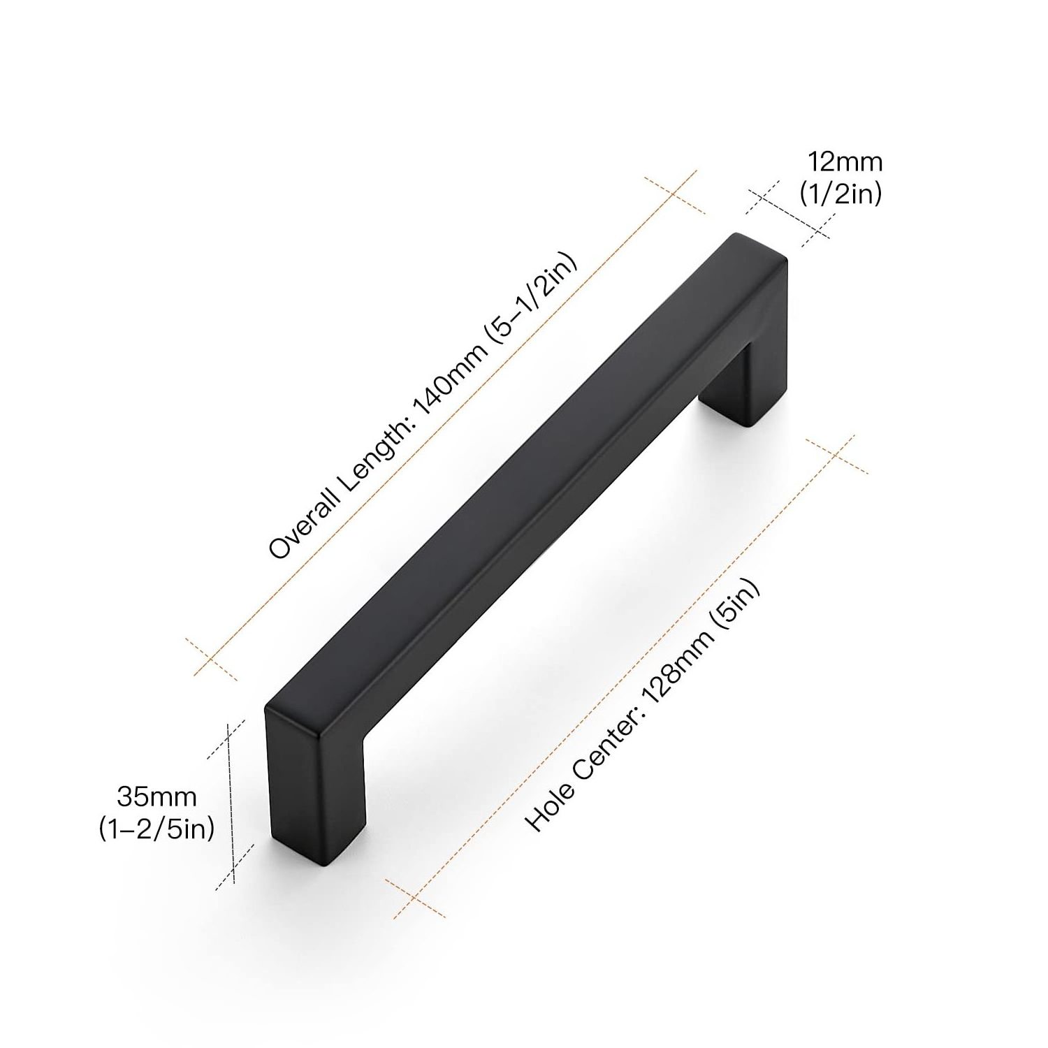 Modern Stainless Steel Square Black Drawer Handle For Kitchen Cabinets