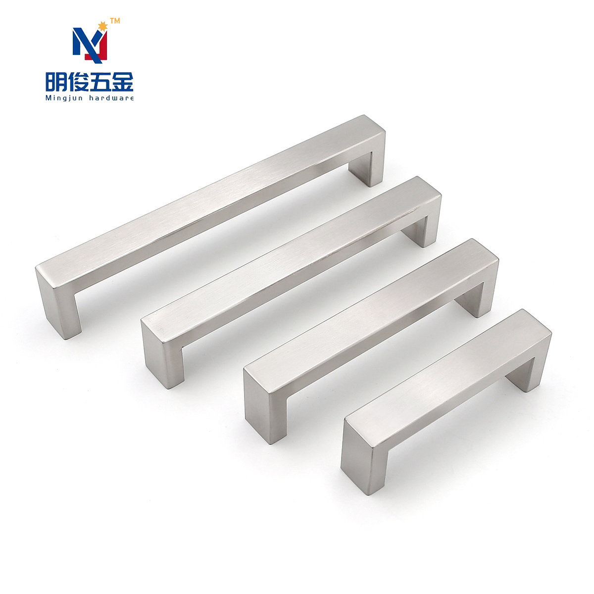 Stainless Steel Furniture Handles Knobs Brushed Silver Drawer Pulls Kitchen Cupboard Hardware Square Cabinet Handles for Door