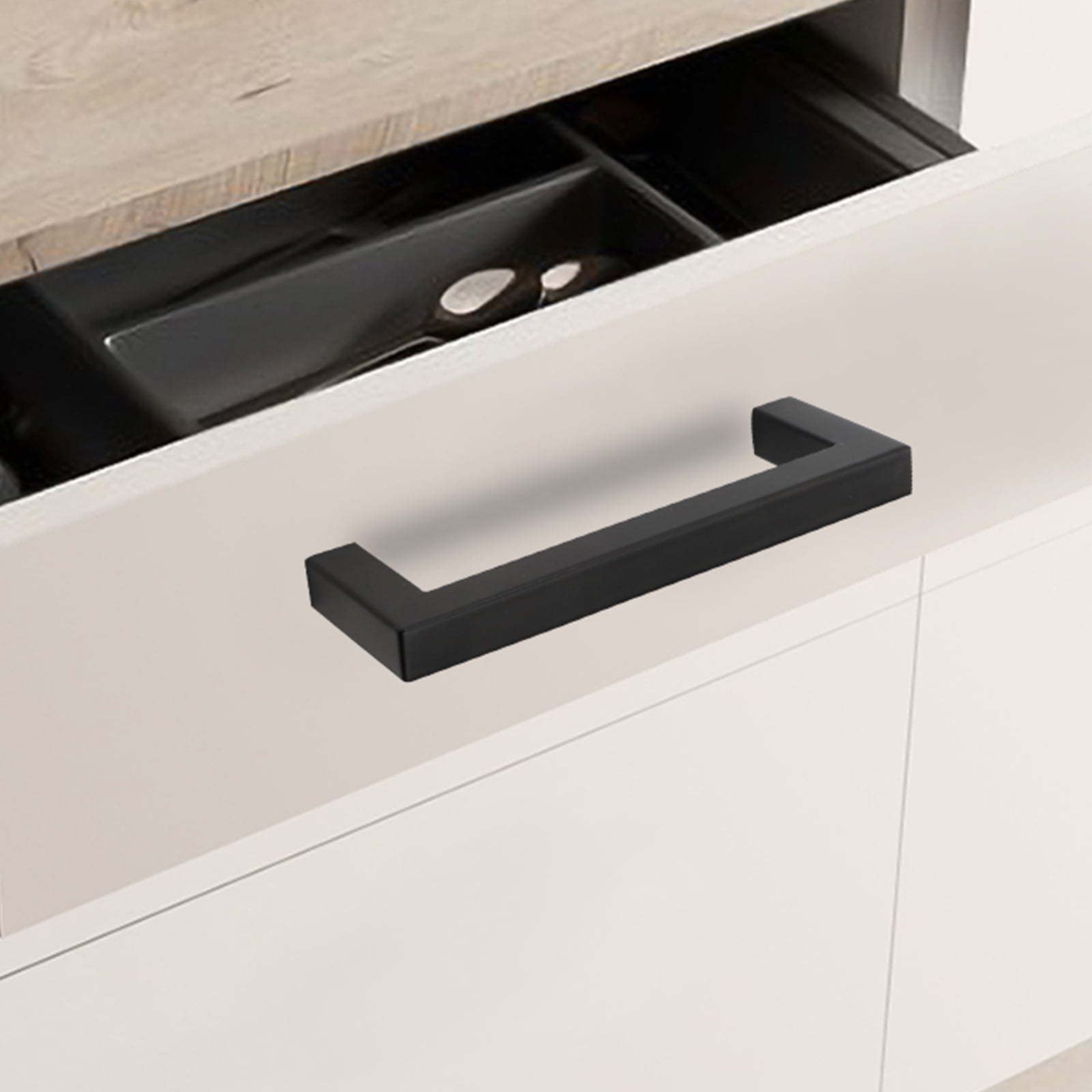 Modern Stainless Steel Square Black Drawer Handle For Kitchen Cabinets