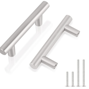 Nickel Cabinets Door Handle Pulls Hole Centers Straight Bar 5 Inch Overall Length & 3 Inch Modern Kitchen Cabinet Knobs 32mm