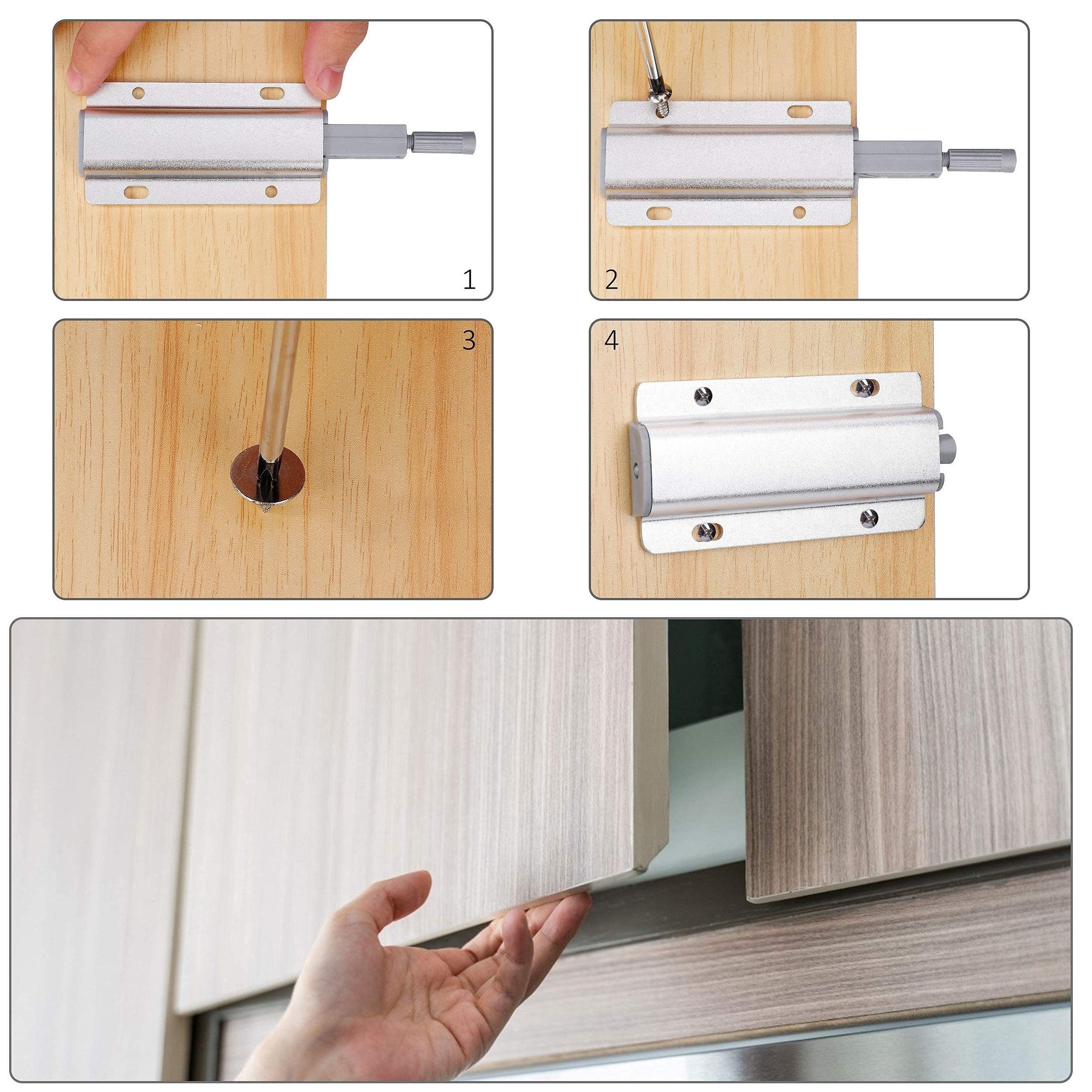 Kitchen Cabinet Hidden Door Rebound Device Furniture Hardware Push To Open Door System