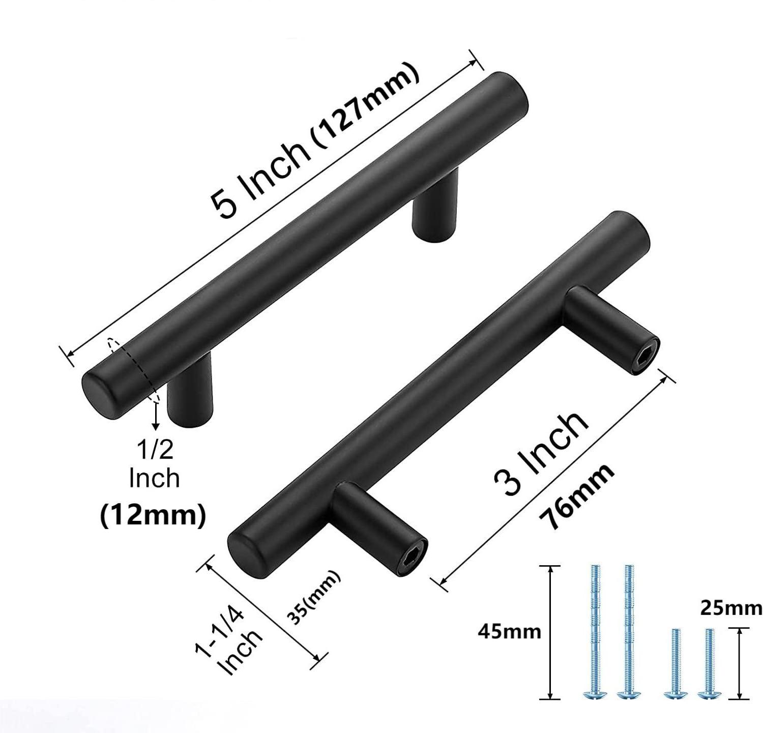 5'' Cabinet Pulls Matte Black Stainless Steel Kitchen Drawer Pulls Cabinet Handles