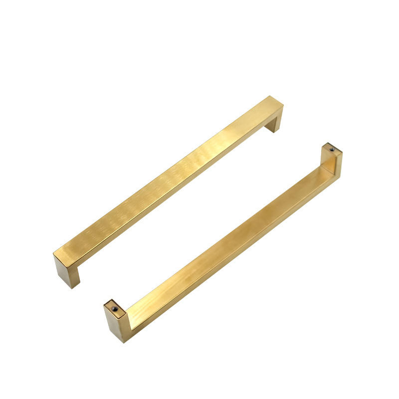 Stainless Steel Furniture Hardware Black Cupboard Drawer Pulls Handle Brushed Gold Square Kitchen Cabinet Handles For Door