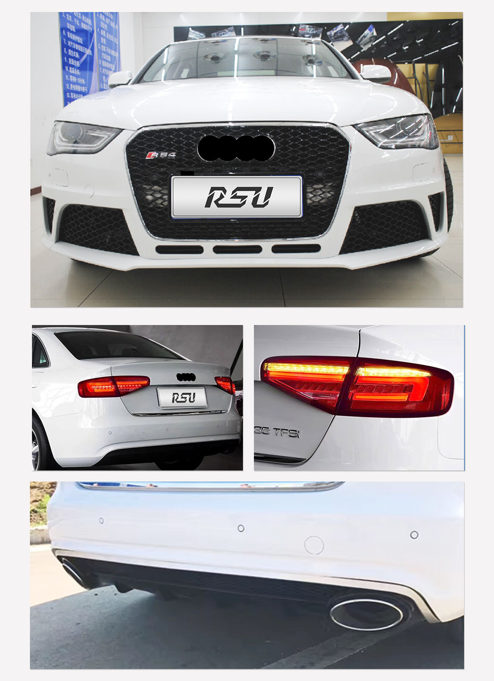 RSU car tuning front bumper grille diffuser A4L S4 facelift auto parts for AUDI A4 B8PA RS4 body kit other accessories