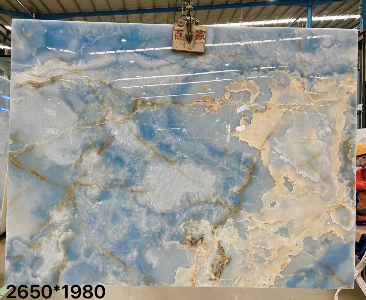 RUIDA STONE Factory Directly Supply Natural Marble Tiles High End Indoor Wall Decorating Blue Onyx Slabs