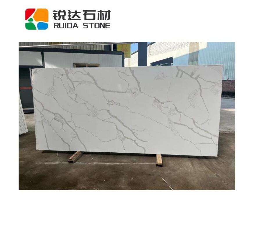 RUIDA STONE Modern White Artificial Engineered Marble Acrylic Sheet Quartz Faux Stone Slab