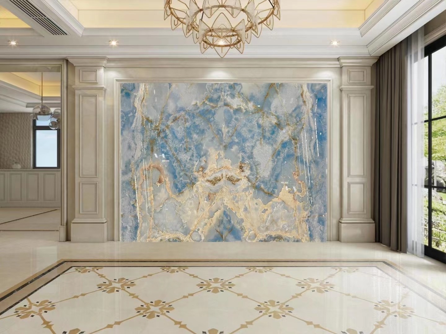 RUIDA STONE Factory Directly Supply Natural Marble Tiles High End Indoor Wall Decorating Blue Onyx Slabs