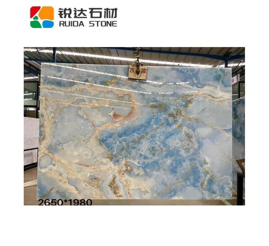 RUIDA STONE Factory Directly Supply Natural Marble Tiles High End Indoor Wall Decorating Blue Onyx Slabs