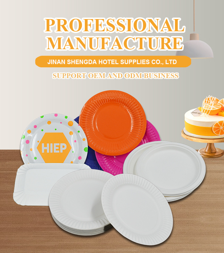 Factory Price 9 Inch  Paper dishes & plates Disposable Eco-friendly Birthday Party Paper Plates