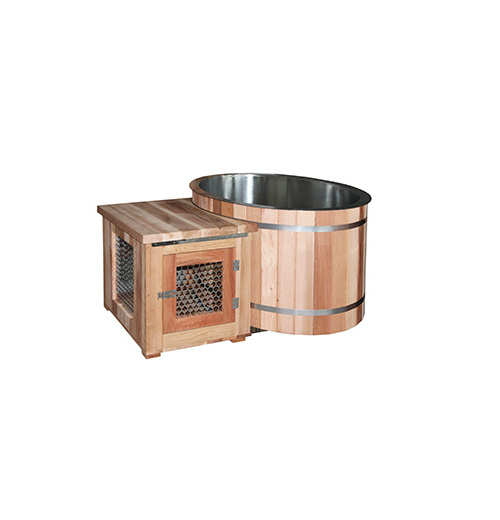 Direct selling Wood Ice Bath Tub Cold Plunge With Chiller Cedar Wood Stainless Steel Liner Ice Tub