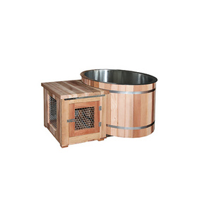 Direct selling Wood Ice Bath Tub Cold Plunge With Chiller Cedar Wood Stainless Steel Liner Ice Tub