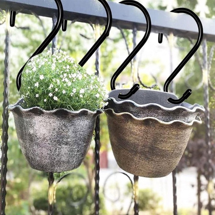 12 Pack Black Metal S Shaped Hooks for Hanging Plants Metal Hooks for Hanging Clothes Stainless Steel S Hooks