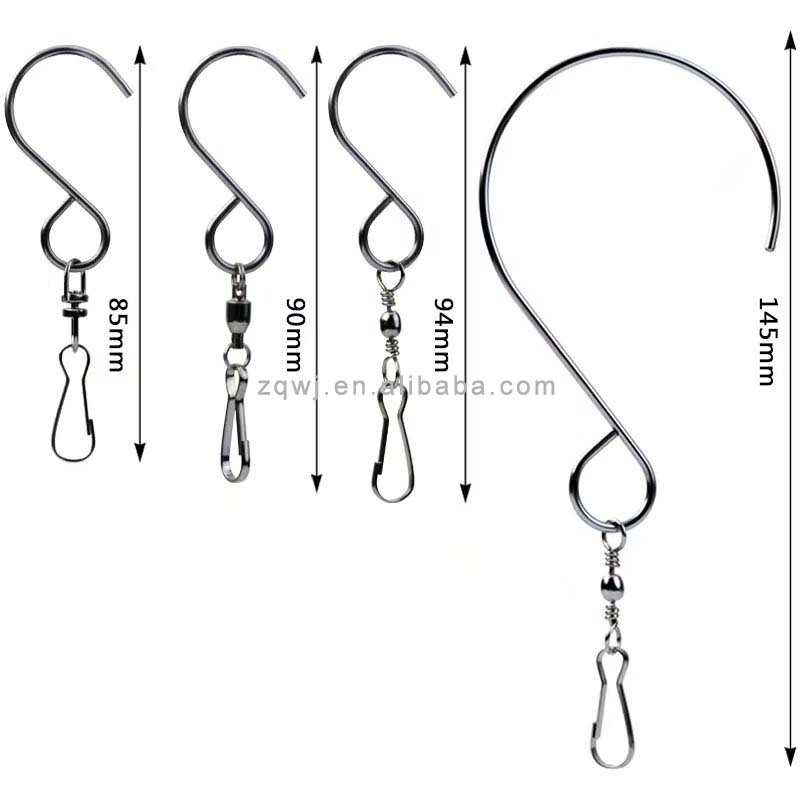 Stainless Steel Hanging Hooks S Hooks Swivel Wind Spinner Spiral Hanger Rotating Hook Clips for Hanging Wind Chimes Bird Feeder