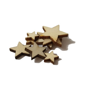 Wooden laser cut wooden decorative crafts with different sizes and pentagonal star shapes