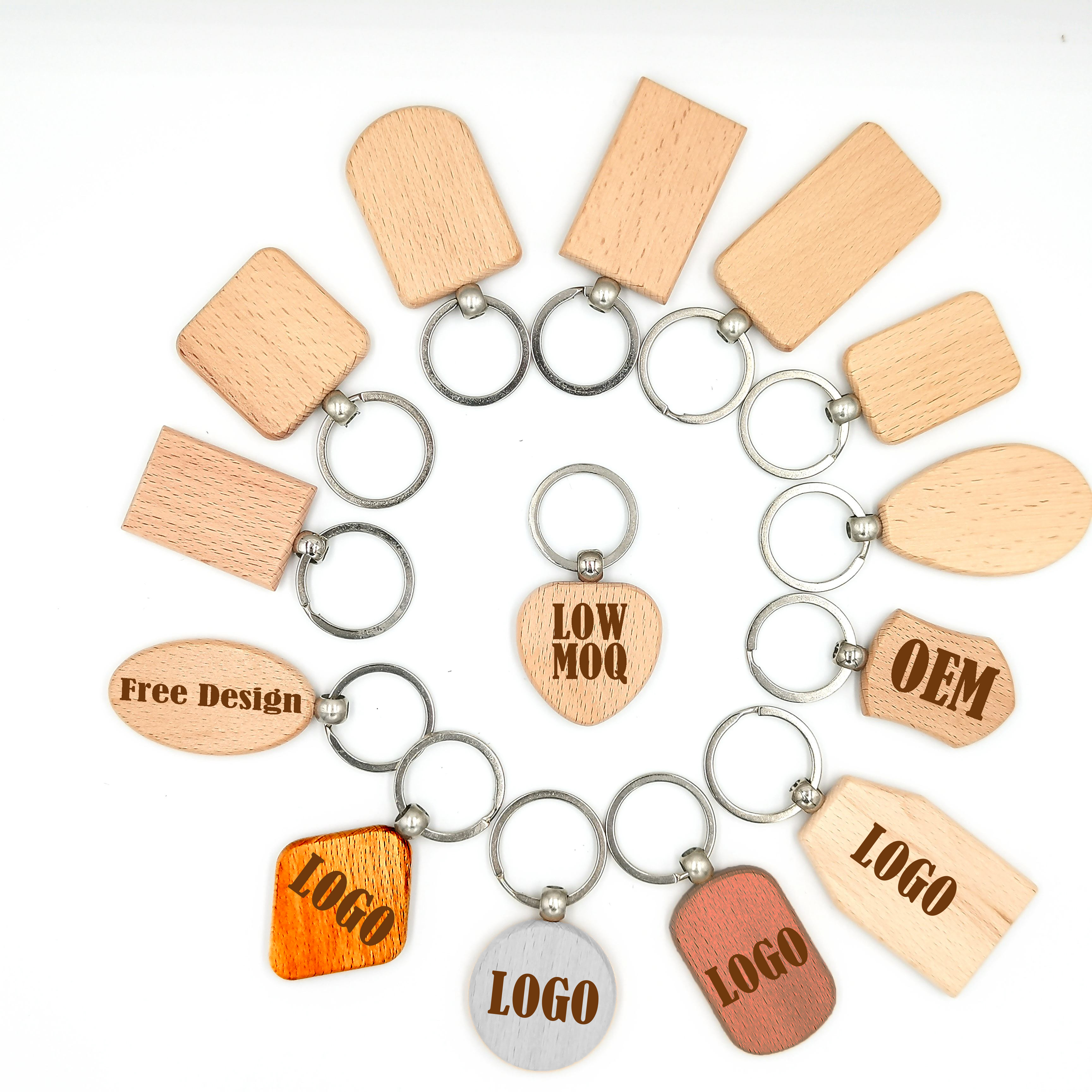 Custom Key Ring Keyring Wooden Blank Key Chain Bag Wooden DIY Keychain  Factory Wholesale supplier