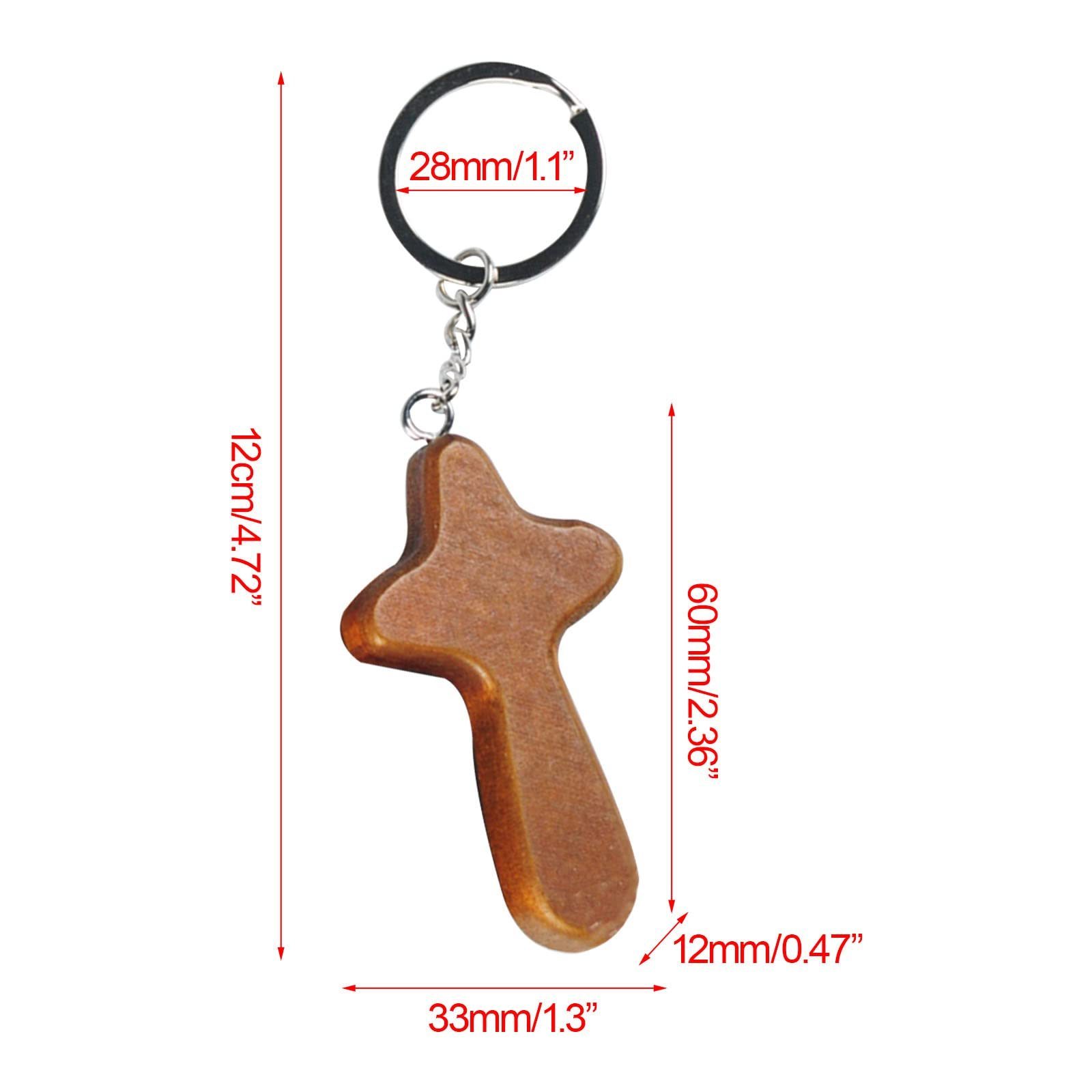 Wooden handmade pendant handicraft, pine holding cross keychain