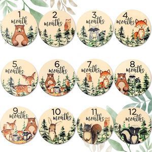 Decoration Europe Pine Wood Folk Art Painted Wooden Swing Tags For Essential Oil Letters Yk Milestone Baby Milestone CardsCards