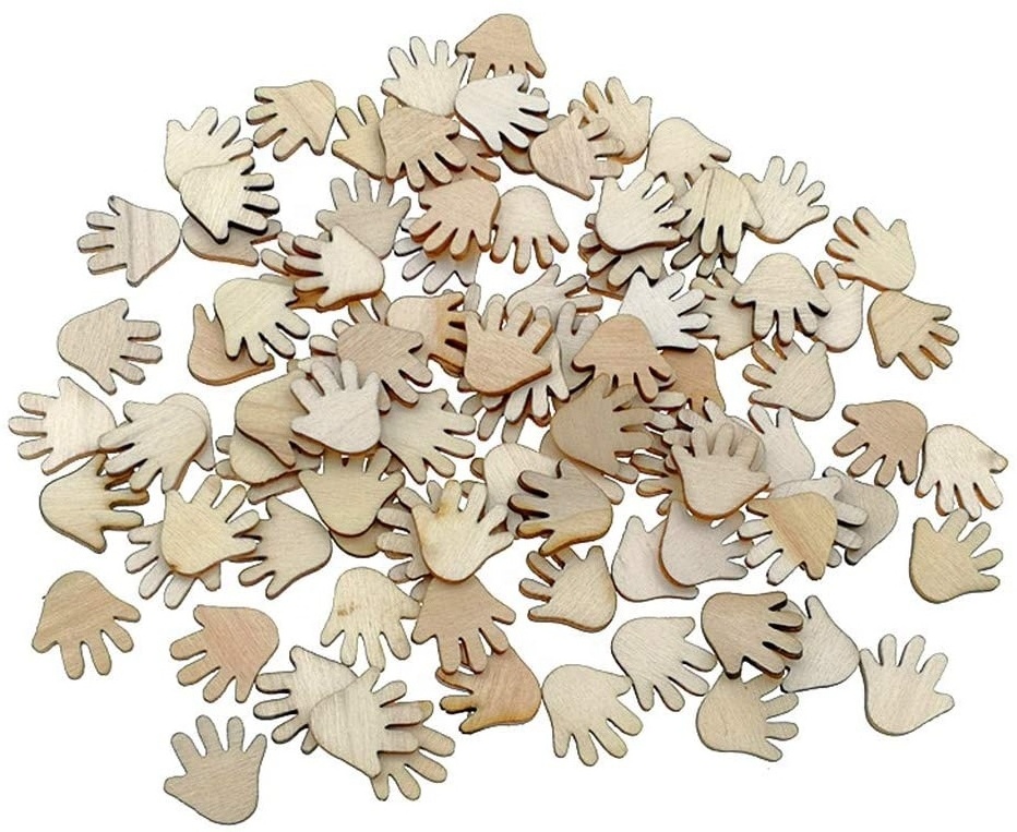 DIY Wooden Palm Shaped Laser Cutting Wood Chips for Decorative Crafts Made from Poplar