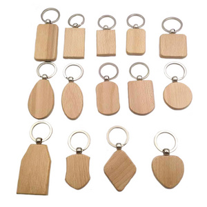 Key Ring Keyring Wooden Blank Key Chain Bag Wooden Keychain  Factory Wholesale supplier